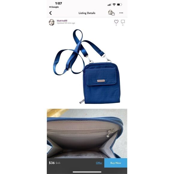 Baggallini Blue Travel Passport RFID Crossbody - Picture 3 of 5